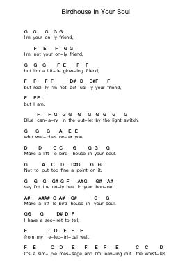 Birdhouse In Your Soul Catatan huruf piano oleh They Might Be Giants - Arr.Laupound
