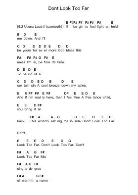 Dont Look Too Far Piano letter notes by Anathema - Arr.Latckens