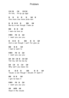 Problem 钢琴字母谱由 Ariana Grande - 编曲 Stonelian Chantham