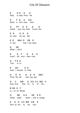 City Of Delusion Piano letter notes by Muse - Arr.Bartther Benxon