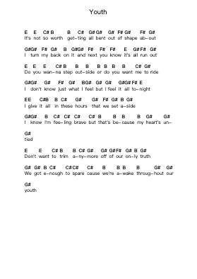 Youth Piano letter notes by Beach Fossils - Arr.Eyer