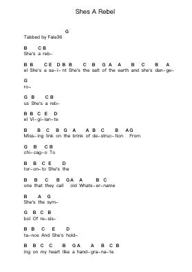 Shes A Rebel Piano letter notes by Green Day - Arr.Muthia Upsay