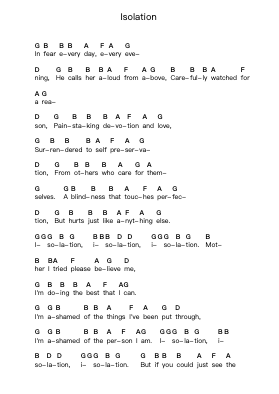 Isolation Piano letter notes by Joy Division - Arr.Windict