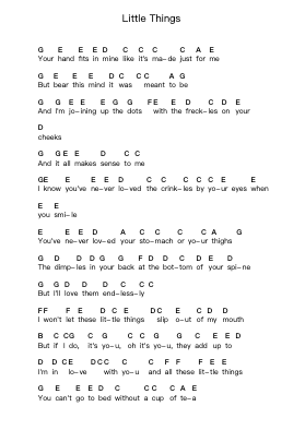 Little Things Piano letter notes by One Direction - Arr.Felgrace