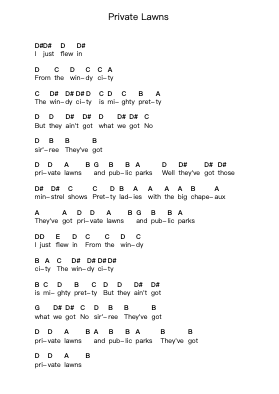 Private Lawns 鋼琴字母譜由 Angus & Julia Stone - 編曲 Corsay Parhys