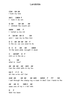 Landslide Piano letter notes by The Smashing Pumpkins - Arr.Westier Haylay