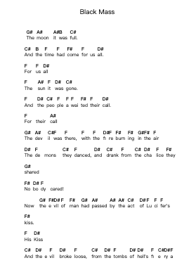 Black Mass Piano letter notes by InnerWish - Arr.Panwebb Jamesnan