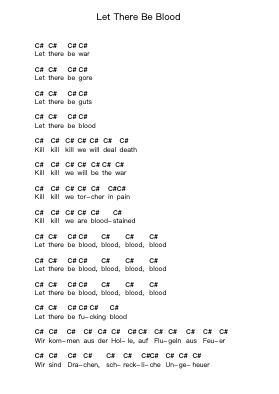 Let There Be Blood Piano letter notes by Debauchery - Arr.Blandel
