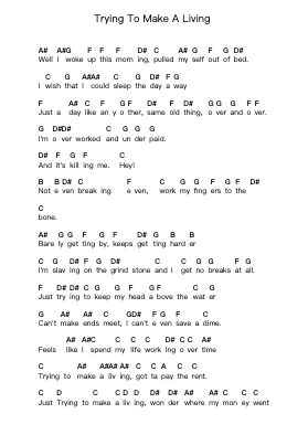 Trying To Make A Living Piano letter notes by FireHouse - Arr.Tifliz