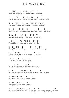 India Mountain Time Catatan huruf piano oleh Joe Bonamassa - Arr.Zaharte Whlith