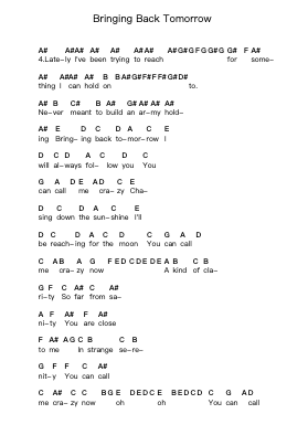 Bringing Back Tomorrow Piano letter notes by Mads Langer - Arr.Faulkgreve Iankay