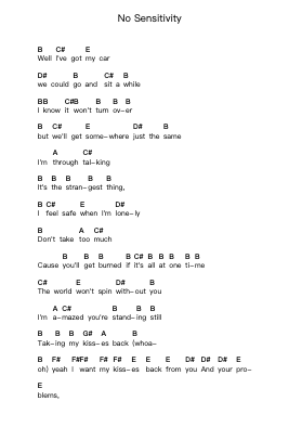 No Sensitivity 鋼琴字母譜由 Jimmy Eat World - 編曲 Vicbuck Orboyle