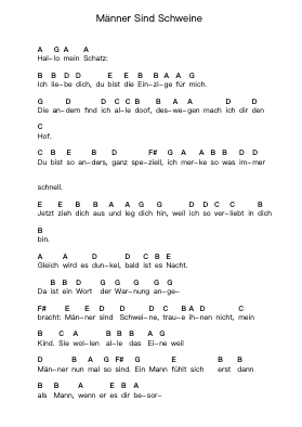 Männer Sind Schweine 鋼琴字母譜由 Die Ärzte - 編曲 Kaydict Globert
