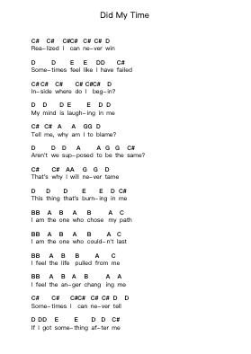 Did My Time 鋼琴字母譜由 Korn - 編曲 Hoonell Norusk