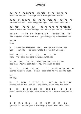 Omerta Piano letter notes by Lamb of God - Arr.Fevans