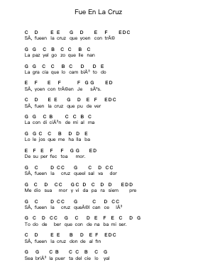Fue En La Cruz Piano letter notes by Danilo Montero - Arr.Laupound