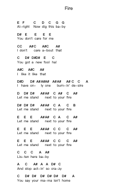 Fire Nota surat piano oleh Jimi Hendrix - Arr.Nyroy Vebe