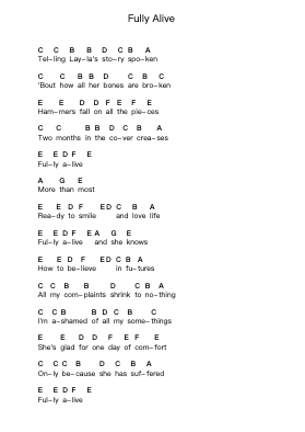 Fully Alive Piano letter notes by Flyleaf - Arr.Quintle