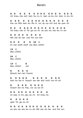 Benzin โน้ตตัวอักษรเปียโนโดย Rammstein - Arr.Sylsia Kerrsel