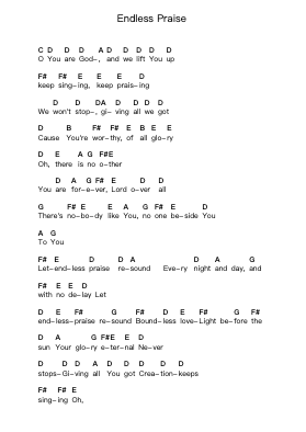 Endless Praise पियानो पत्र नोट्स द्वारा Planetshakers - Arr.Orcolm