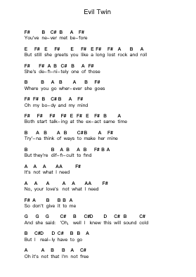 Evil Twin โน้ตตัวอักษรเปียโนโดย Arctic Monkeys - Arr.Ukuk Behill