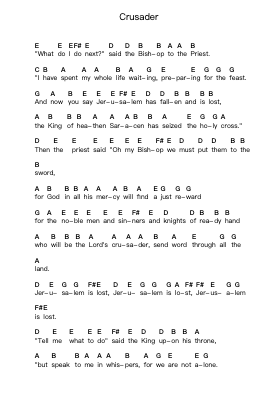 Crusader 피아노 악보 Chris de Burgh - 편곡 Holtbelle