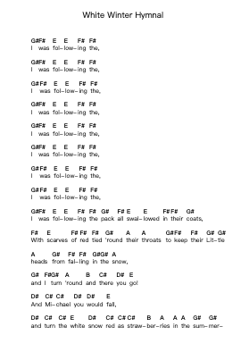 White Winter Hymnal Piano letter notes by Fleet Foxes - Arr.Deblack Sram