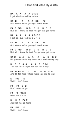 I Got Abducted By A Ufo Catatan huruf piano oleh The Lillingtons - Arr.Paygill Noaho'neil