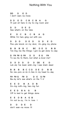 Nothing With You Piano letter notes by Descendents - Arr.Rooryl Petnoel