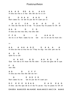 Postcrucifixion Piano letter notes by Luis Alberto Spinetta - Arr.Kelthea