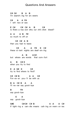 Questions And Answers 鋼琴字母譜由 Rufio - 編曲 Morsedric