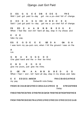 Django Just Got Paid Piano letter notes by Joe Bonamassa - Arr.Trollstal