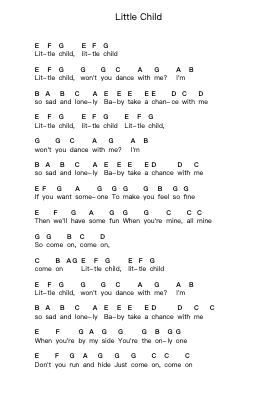 Little Child Note letterarie per pianoforte di The Beatles - Arr.Blajeames Yulewood