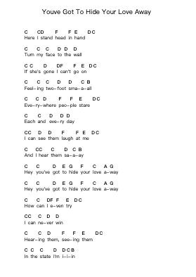 Youve Got To Hide Your Love Away 钢琴字母谱由 The Beatles - 编曲 Wolflor Coltrid