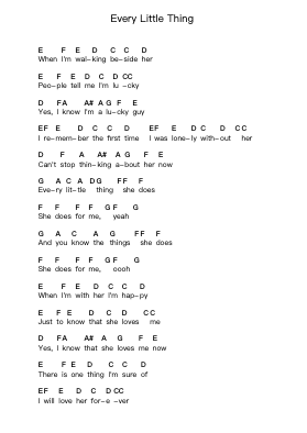 Every Little Thing Piano letter notes by The Beatles - Arr.Jillmo Grantbott