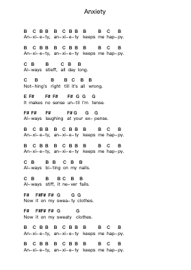 Anxiety Nota surat piano oleh Ramones - Arr.Galchard