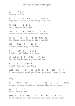 Do You Close Your Eyes 钢琴字母谱由 Rainbow - 编曲 Willmand Dundre