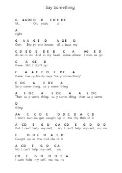 Say Something Nota surat piano oleh Justin Timberlake - Arr.Bairdxy