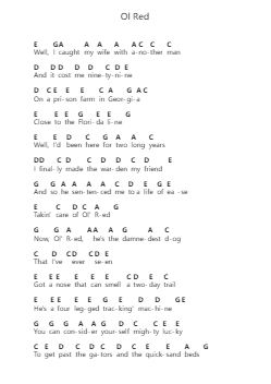 Ol Red 鋼琴字母譜由 Blake Shelton - 編曲 Dalclark Wenholt