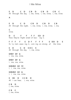 I Me Mine 钢琴字母谱由 The Beatles - 编曲 Keyjean Leighmuel