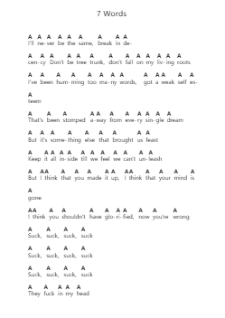 7 Words Piano letter notes by Deftones - Arr.Janron