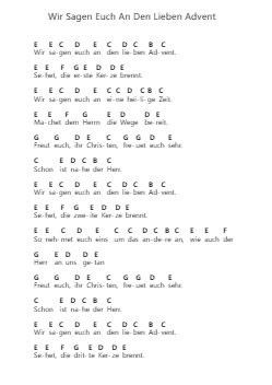 Wir Sagen Euch An Den Lieben Advent Klavierbuchstaben-Noten von Misc Christmas - Arr.Wolflor Coltrid