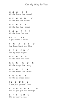 On My Way To You Piano letter notes by Cody Johnson - Arr.Beauze