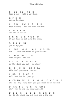 The Middle Piano letter notes by Zedd - Arr.Alsriah