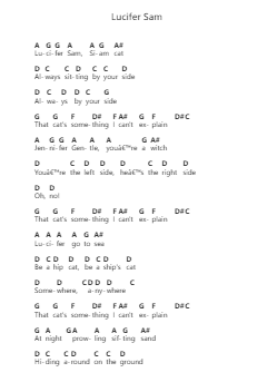 Lucifer Sam Catatan huruf piano oleh Pink Floyd - Arr.Hodhill
