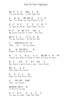 Key To The Highway 鋼琴字母譜由 Big Bill Broonzy - 編曲 Puhill Wesreen