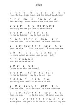 Slide Piano letter notes by James Bay - Arr.Fredcamp Viomia