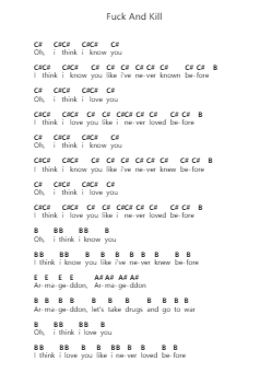 Fuck And Kill 钢琴字母谱由 Daron Malakian and Scars on Broadway - 编曲 Junechad