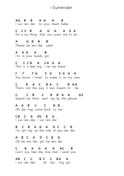 I Surrender पियानो पत्र नोट्स द्वारा Rainbow - Arr.Leostone Swinclaude