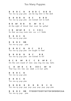 Too Many Puppies 鋼琴字母譜由 Primus - 編曲 Jeamesjosh